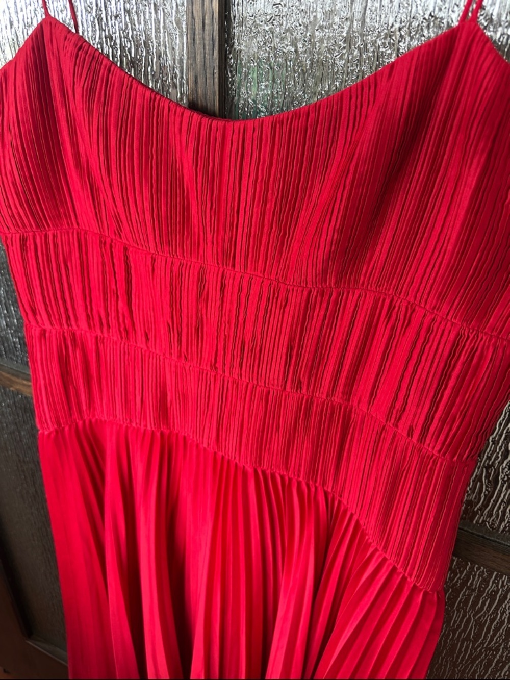 Amur RED CALLA LILY CHERRY DROP WAIST Pleated Spaghetti-Strap dress size 14. - Picture 10 of 13